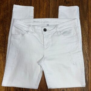 Kut From The Kloth Brigitte Ankle Skinny White Jeans Distressed Size 8